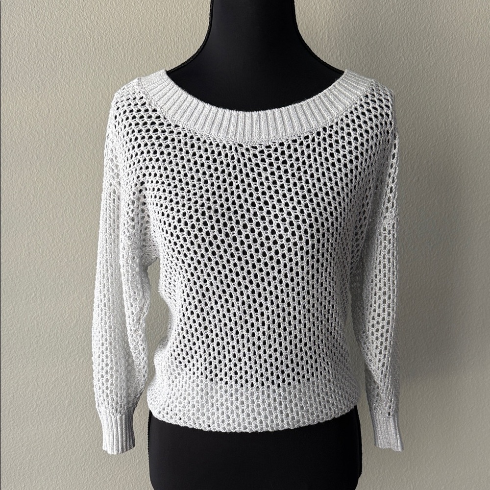 INC International Concepts silver Open-Knit Sweater